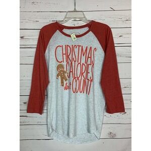 Jane Marie Boutique Women’s S Small Red Gingerbread Christmas Top Shirt NEW TAGS